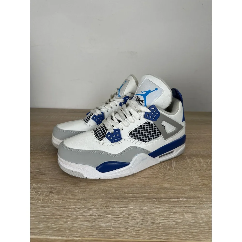 Jordan 4 Retro Military Blue 2018 White Grey Sneakers 308497-406 Mens Size 7